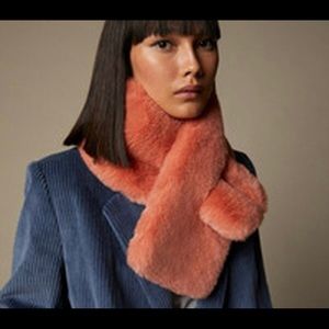 Coral faux fur pull through scarf - love and lore